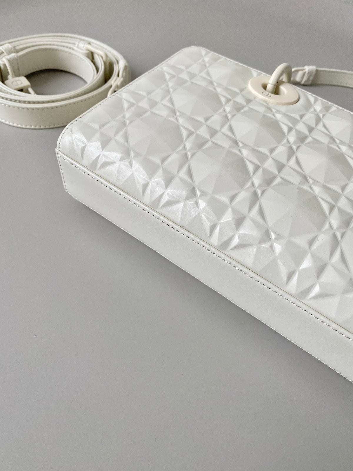 DIOR MEDIUM D-JOY BAG 26 IN WHITE CALFSKIN