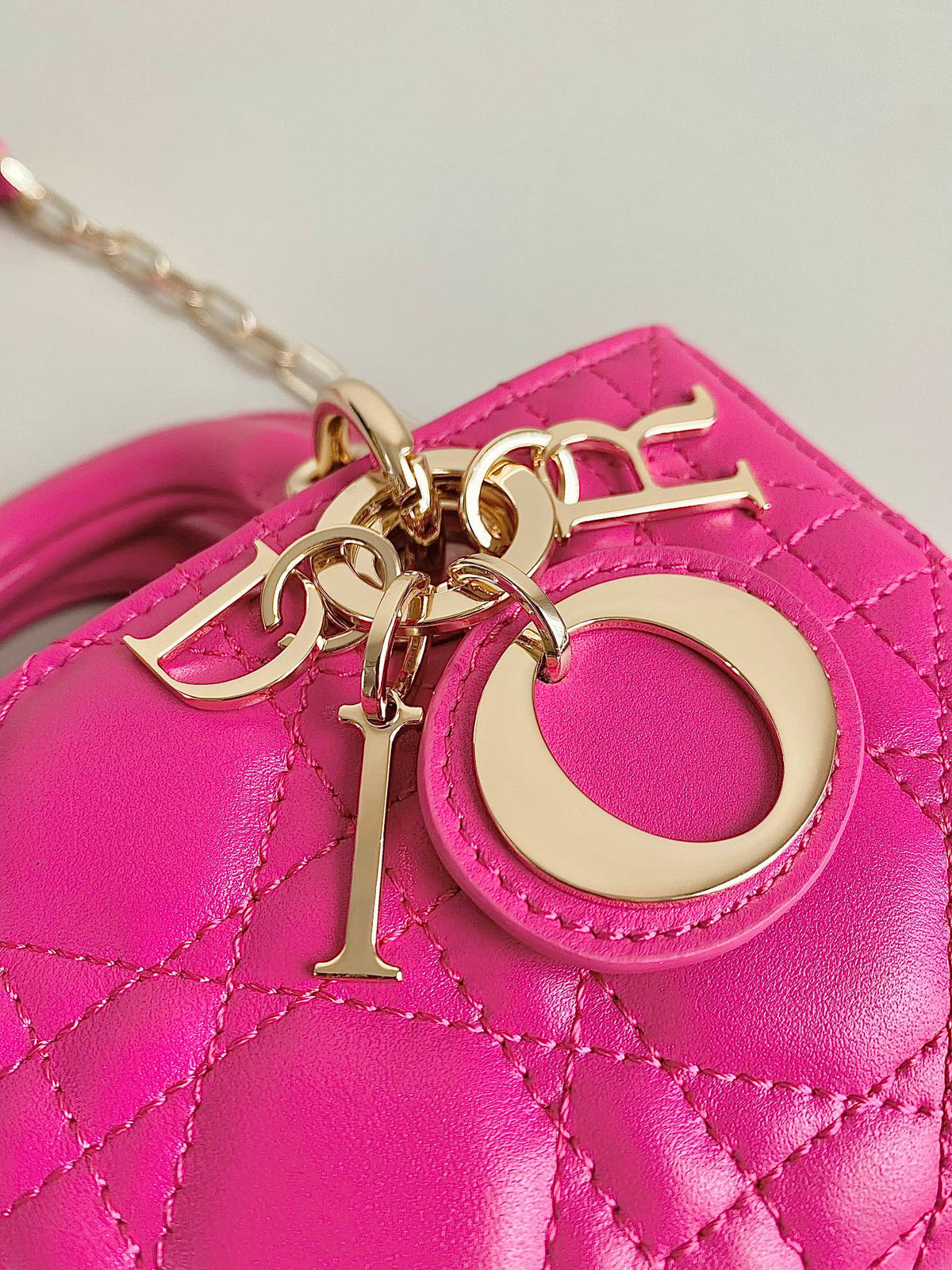 DIOR MINI D-JOY BAG 17 IN HOT PINK LAMBSKIN