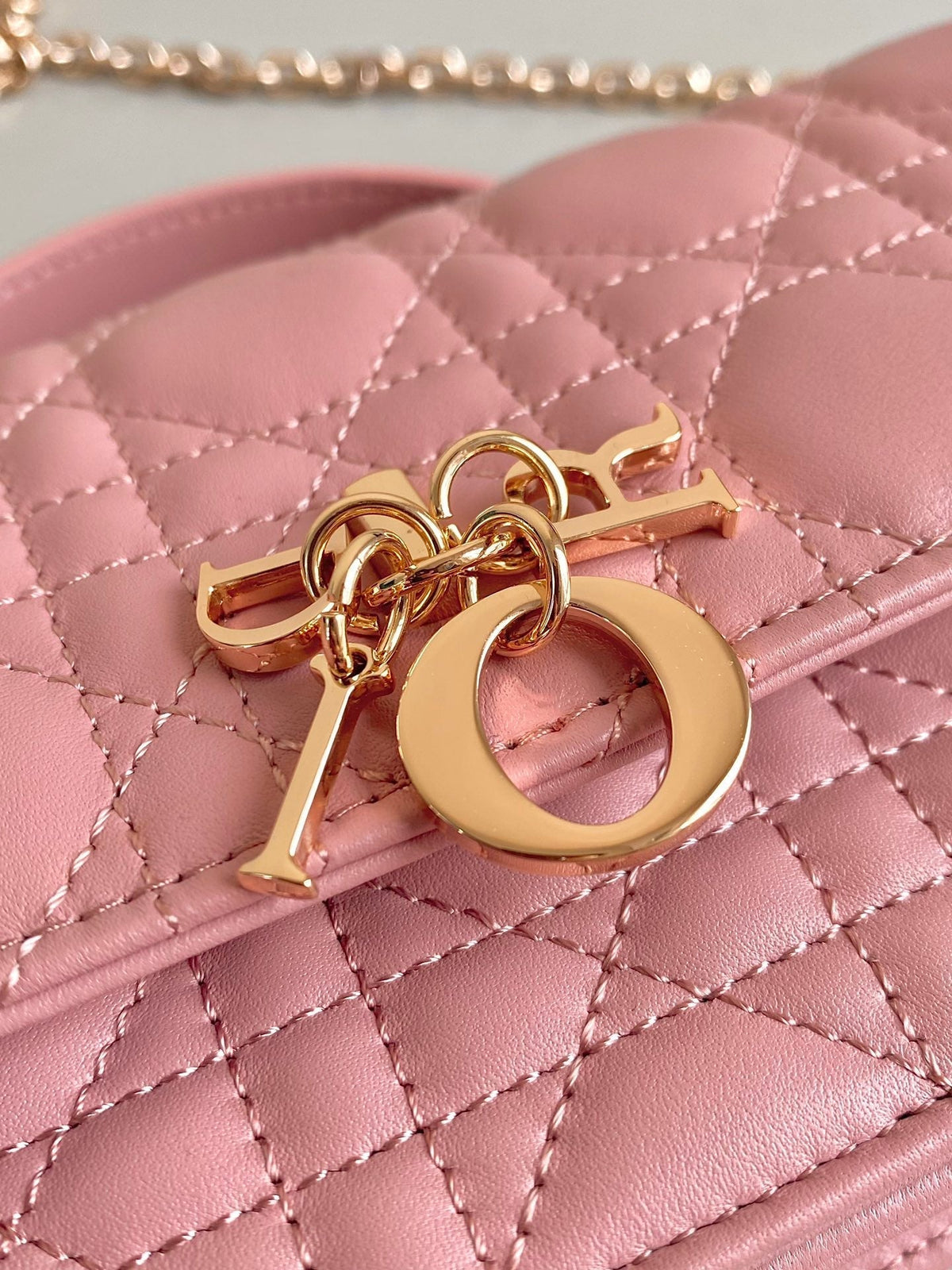 DIOR LADY 21 CHAIN BAG IN HOT PINK LAMBSKIN