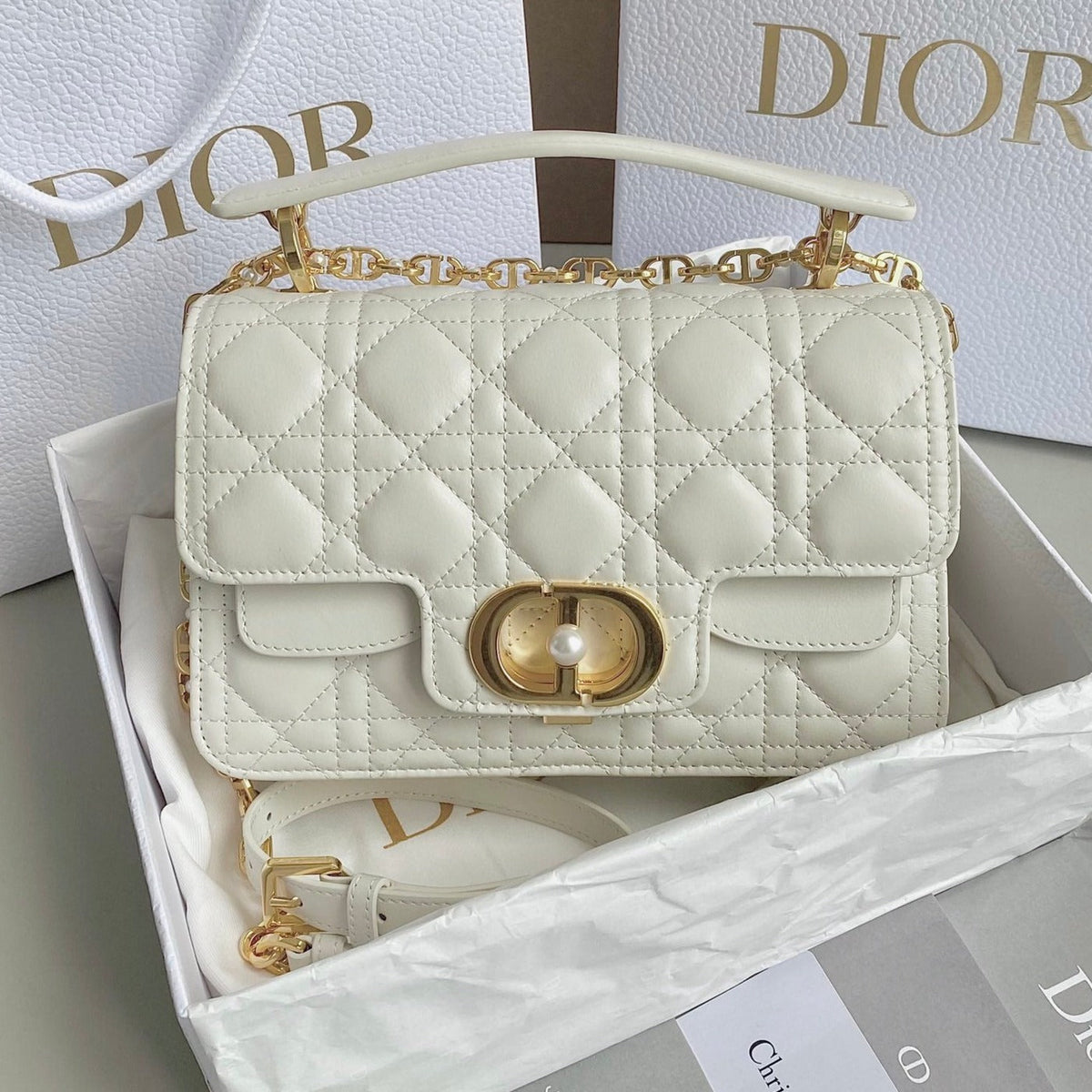 DIOR MINI JOLIE 22 BAG WHITE CALFSKIN