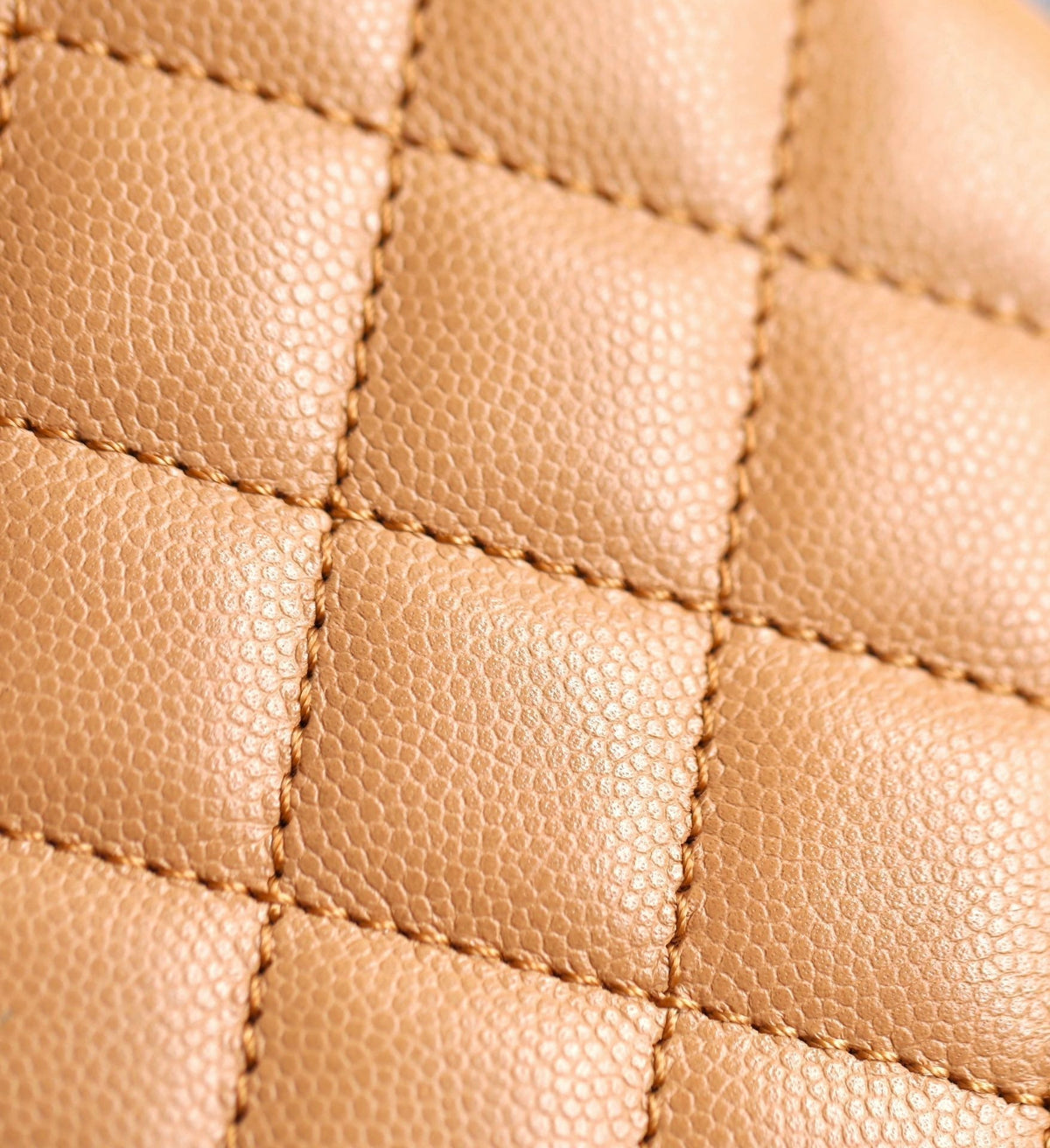CHANEL 25S FLAP BAG 24 CM IN LIGHT BROWN LAMBSKIN WITH GOLD HARDWARE