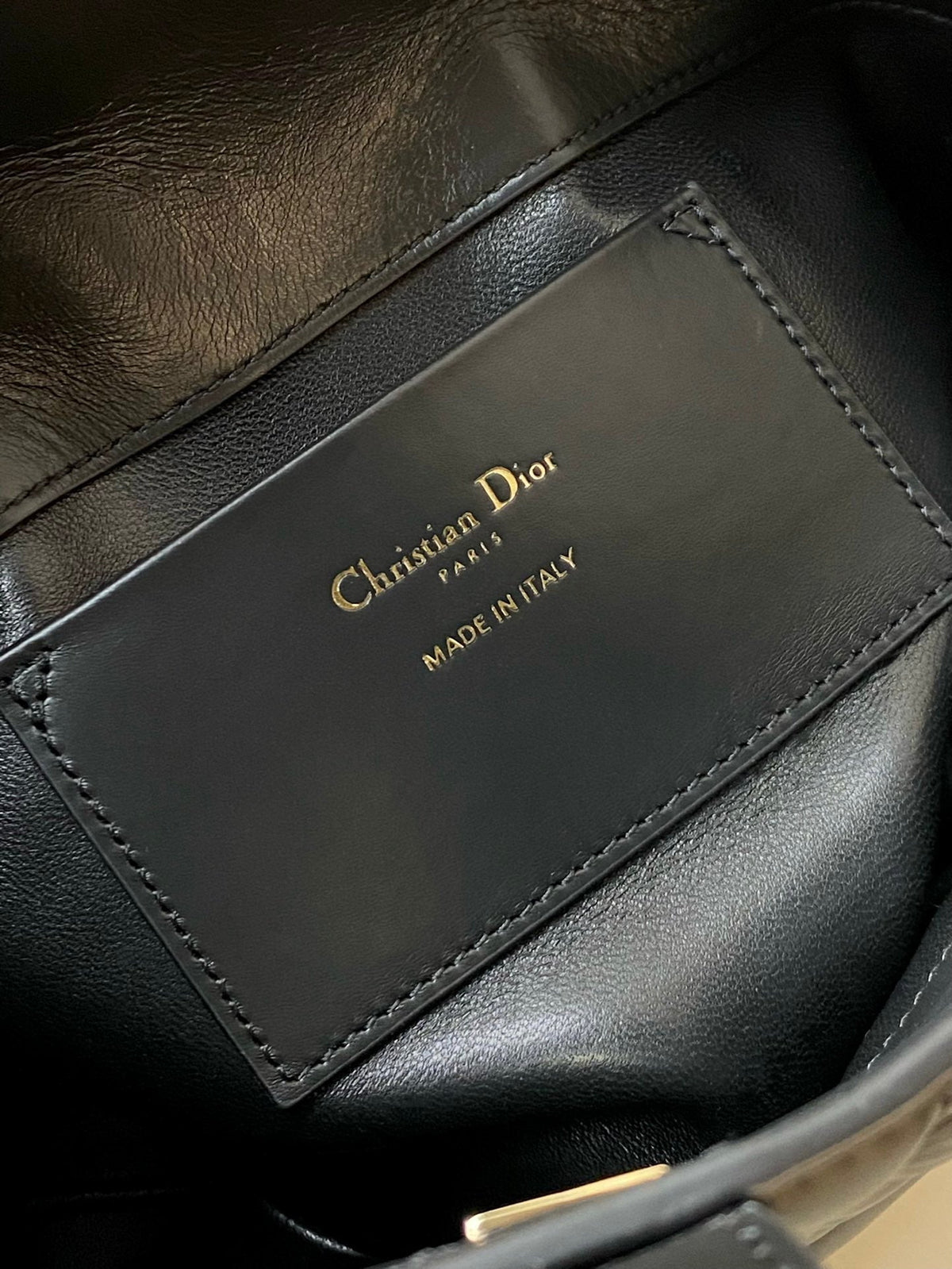 DIOR MINI TOUJOURS BUCKET BAG 18 IN BLACK CANNAGE CALFSKIN