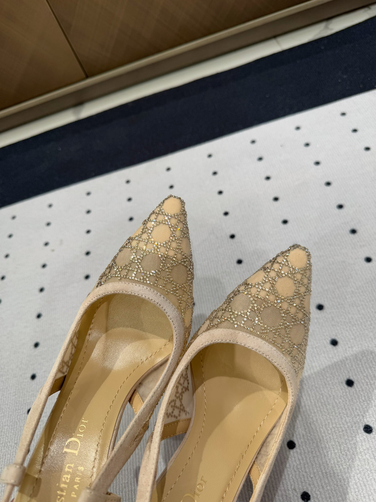 DIOR HIGH HEELS SLINGBACK IN CAMEL BEIGE LAMB SUEDE 10 CM