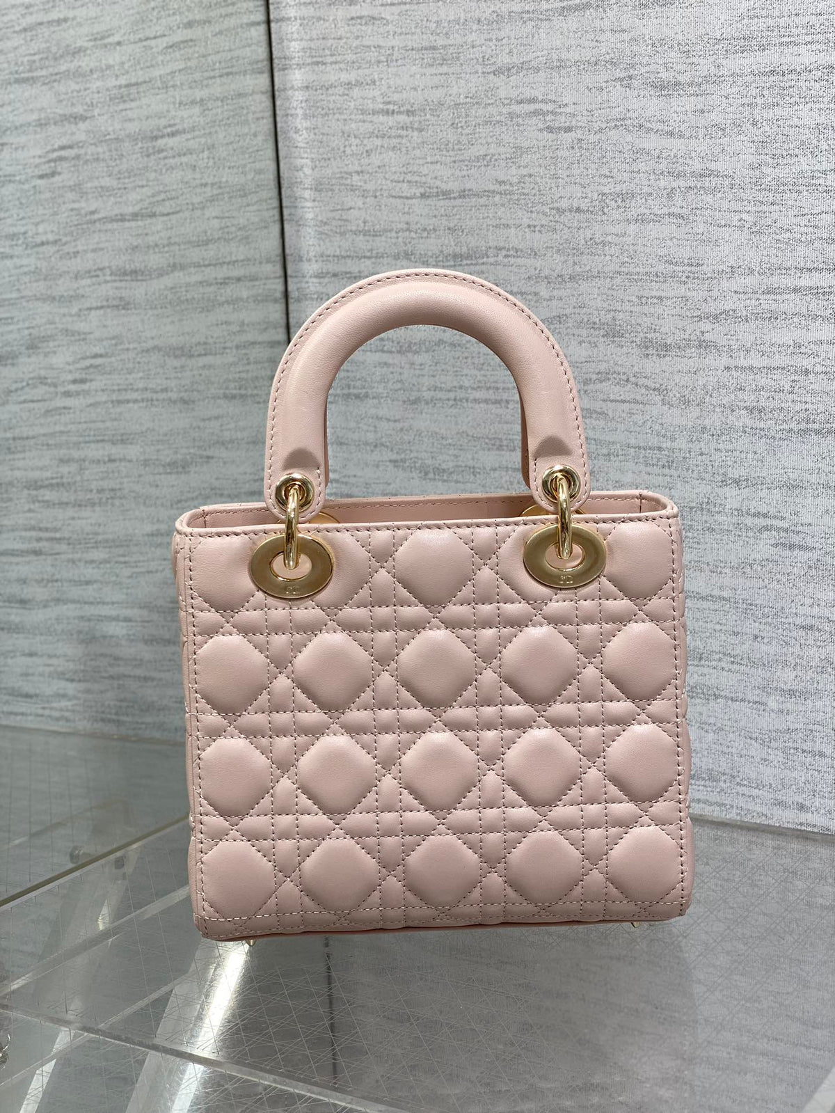DIOR LADY MINI BAG 20 IN LIGHT PINK LAMBSKIN