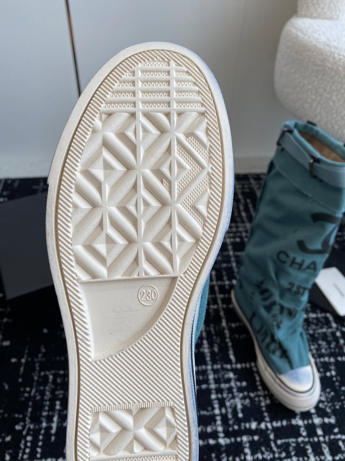 CHANEL HIGH BOOTS IN SAPPHIRE BLUE CANVAS