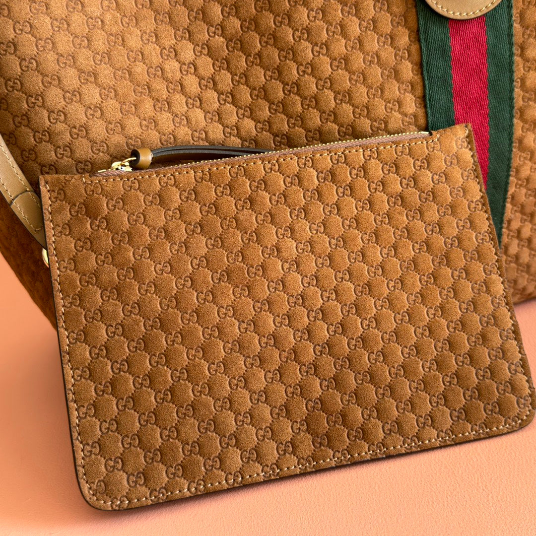 GUCCI 25S GIGLIO LARGE TOTE BAG 60 CM IN BROWN CANVAS