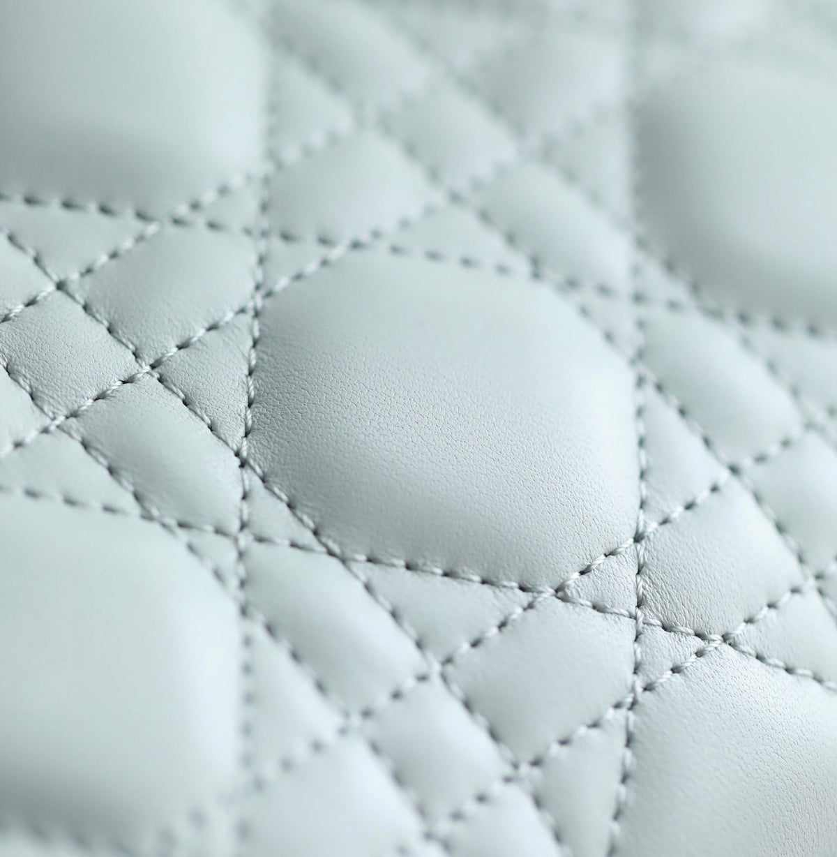 DIOR LADY 17 IN LIGHT BLUE LAMBSKIN WITH CANNAGE PATTERN