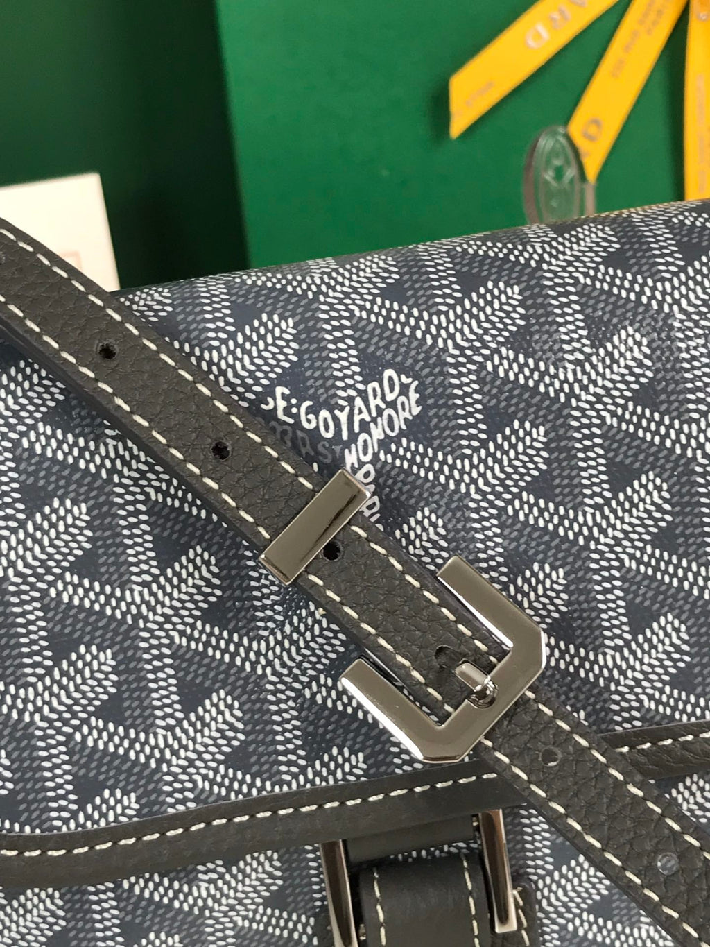 GRAND BLEU 16 IN GRAY GOYARDINE CANVAS AND LAMBSKIN