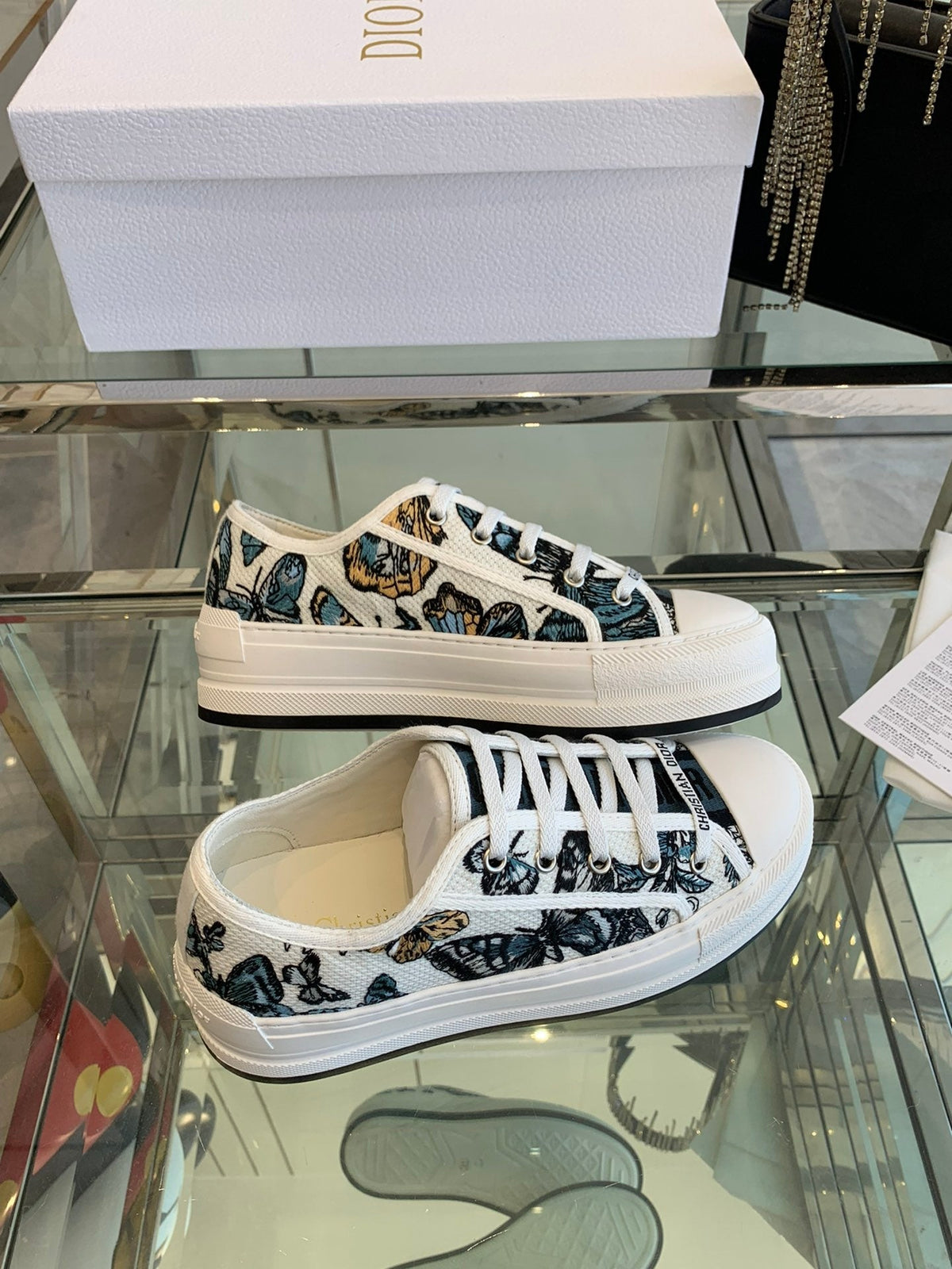 DIOR WALK'N PLATFORM SNEAKER IN COLORFUL EMBROIDERED FABRIC