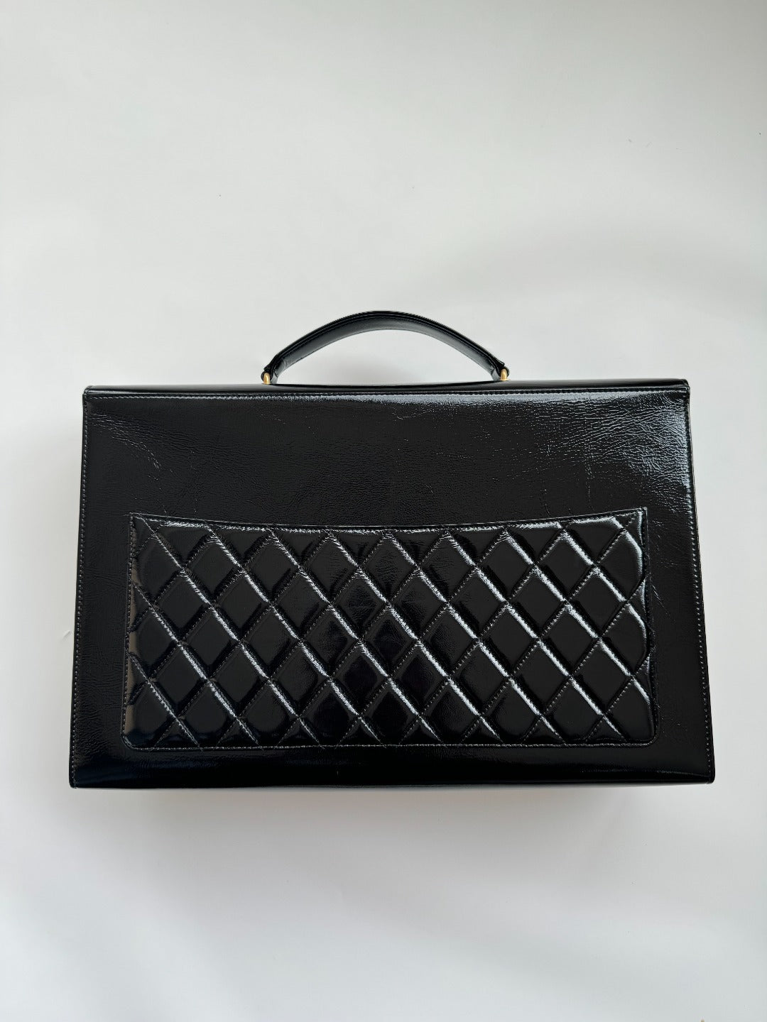 CHANEL 25S TOP HANDLE BAG 36 CM IN BLACK LAMBSKIN WITH GOLD HARDWARE